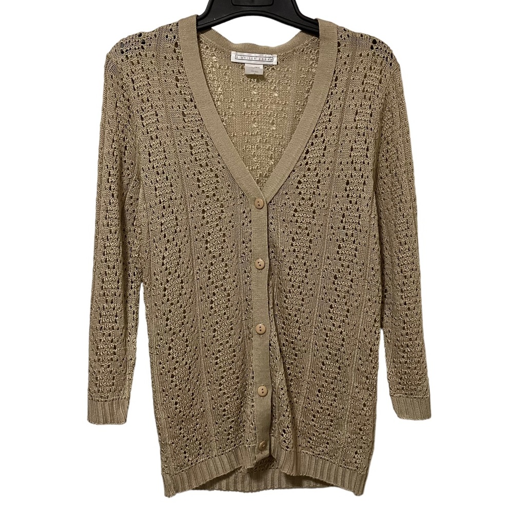 Vintage A Knitch Above Knit Tan Crochet Cardigan Sweater